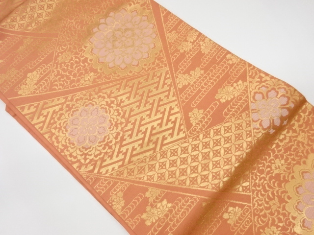 JAPANESE KIMONO / VINTAGE NAGOYA OBI / WOVEN TRADITIONAL PATTERN